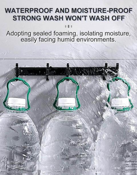 Heavy Duty Double Sided Foam Tape For Walls And Decor Waterproof Mounting Adhesive shown holding three water bottles under running water