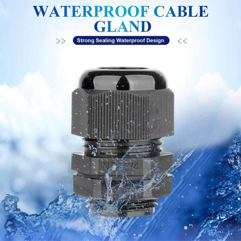 Four Pack NPT Three Quarter Inch Cable Gland Set, Plastic Waterproof Nylon Cable Joints With Gaskets, Adjustable Connector