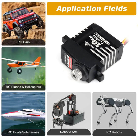 Waterproof 10kg RC Micro Servo High Torque Coreless Motor Metal Gears for 1/18 TRX4M Steering Servo & Sub-Micro Shift Servo