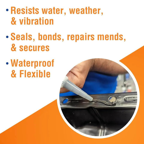 Person applying Black Silicone Adhesive Sealant Sensor Safe RTV Indoor Outdoor Waterproof Flexible Sealant For Glass Metal Plastics Fabric