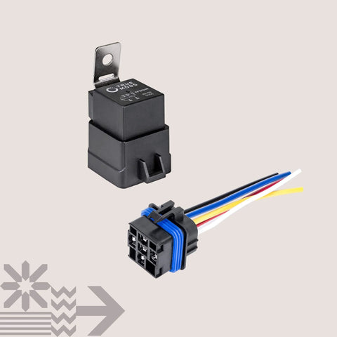 Waterproof 5 Pin Bosch Style 12V Relay Kit With Harness Socket And 12 AWG Wires SPDT 30 40 Amp Automotive Marine Relays