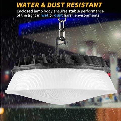 Six Pack 155W UFO LED High Bay Lights With Reflector 22500 Lumens 5000K AC110277V 5 Ft Cable, waterproof in rain