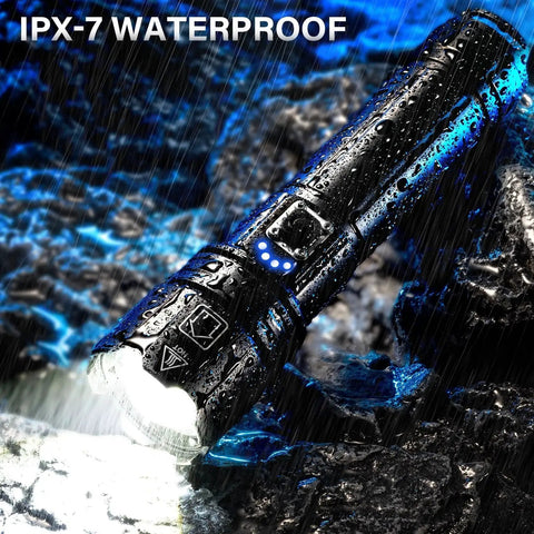 Rechargeable LED Flashlight 99000 Lumens Ultra Bright Zoomable Head USB C Fast Charge 5000mAh Two Pack IPX7 Waterproof