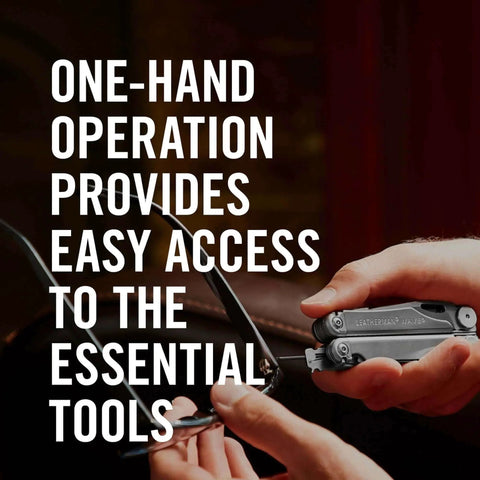 Hands using Wave Plus 18 In 1 Full Size Versatile Multi Tool for DIY, home, garden, and everyday carry, black stainless steel.