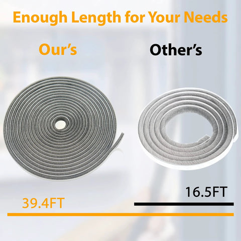 Bruiefpap grey weather-stripping door seal rolls, two rolls shown: 39.4 ft and 16.5 ft for doors and windows