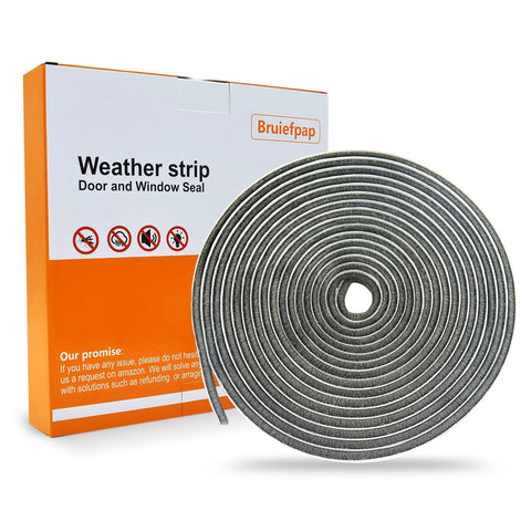 Bruiefpap weather strip for doors and windows, gray self-adhesive foam door seal, 0.35 in wide x 0.35 in thick, 39.4 ft roll