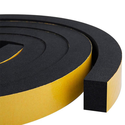 CloudBuyer weather stripping foam tape, 1 in x 3/4 in, adhesive foam strip with yellow backing, 2-pack