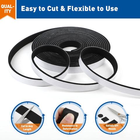MAGZO weather stripping door seal: black adhesive foam tape, 1/2 in wide x 1/8 in thick, 3 rolls, 50 ft total
