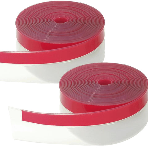 Brandzini clear weather-stripping tape, silicone door draft seal, two rolls with white backing, 10 m total.