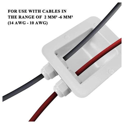 Weatherproof ABS Cable Entry Gland For Solar Projects All Cable Types 2mm2 To 6mm2 Dia, Perfect For RV Campervan Boat Setups