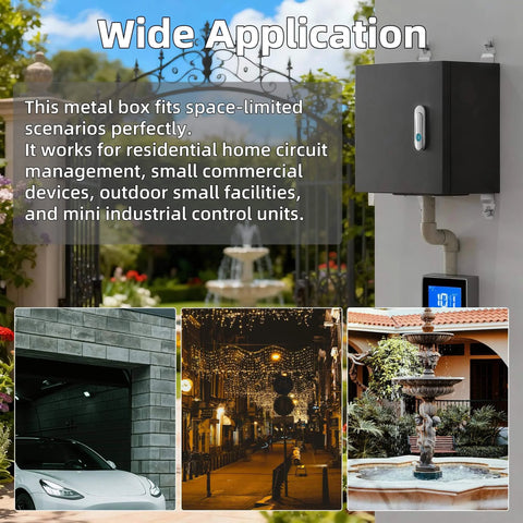 Weatherproof Outdoor Electrical Box 9.8 By 9.8 By 5.9 Inches Lockable Junction Enclosure with Din Rail Mount displayed outdoors