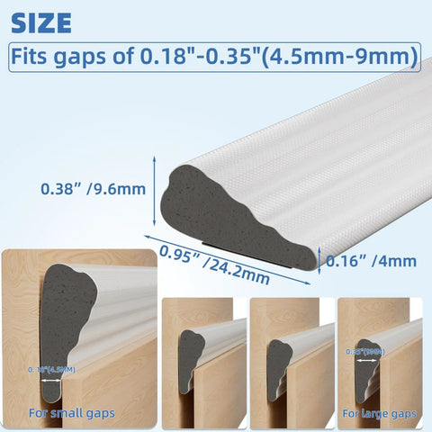 Kneelisa wedge-shaped door weather strip, 118 in, white with black foam core, draft stopper by Amazon