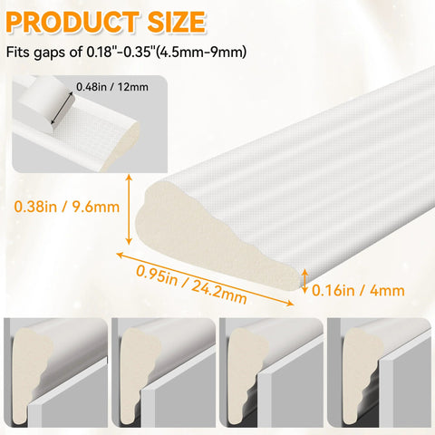 Amazon wedge-shaped foam weather seal strip, white, self-adhesive for doors and windows; 236 in long