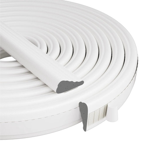 Kneelisa wedge-shaped weather stripping roll, 118” white foam door seal for exterior front door
