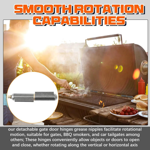 5 Pack Weld On Bullet Barrel Hinges 4 Inch Heavy Duty Carbon Steel on BBQ smoker with smooth rotation capabilities.