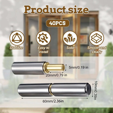 40 Pack Weldable Barrel Hinges Two And A Half Inch By Three Eighth Inch Heavy Duty Weld On Bullet Hinges Product Size Diagram