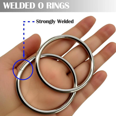 Heavy Duty 2 Inch Macrame Rings Set Built Tough With Welded O Rings 50mm Outer Diameter 5mm Wire Thick 10 Pack for crafts shown in hand