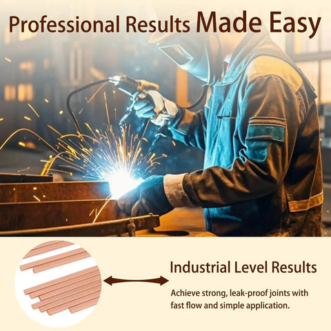 Welder using 50 Sticks BCuP-5 Brazing Rods With Fifteen Percent Silver For Phos Copper Welding in industrial setting