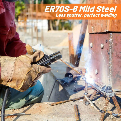 ER70S-6 Mild Steel TIG Welding Rod 1LB 1/16 in x 16 in used by welder for smooth, low-spatter welds on metal structure