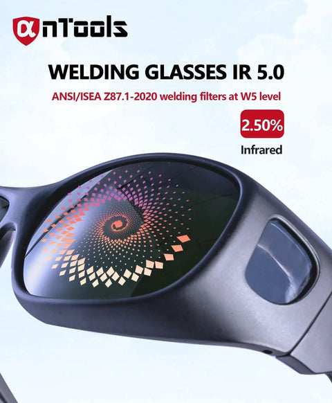 Wraparound Welding Glasses With UV Protection And Anti Scratch Lens ANSI OSHA, side view with infrared lens reflection