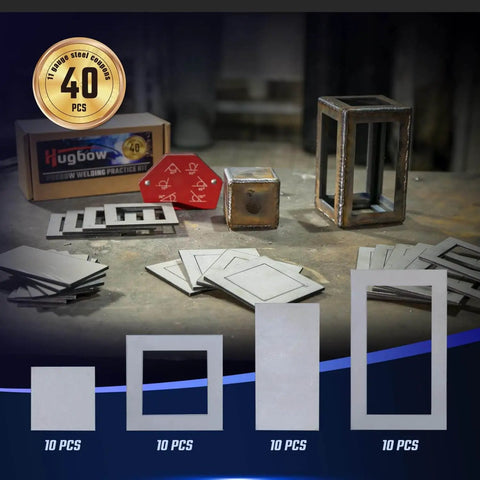 40-Piece Welding Practice Kit With 11 Gauge Premium Mild Steel Coupons, Handy Welding Magnet, plate set for MIG TIG ARC gas brazing