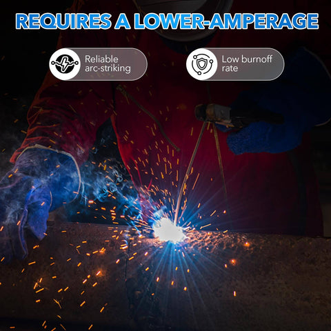 Welder using All Purpose One Eighth Inch Carbon Steel Welding Rods For Stick Welding E6013 Electrodes Arc Welding For Home Repairs Pro Grade DIY