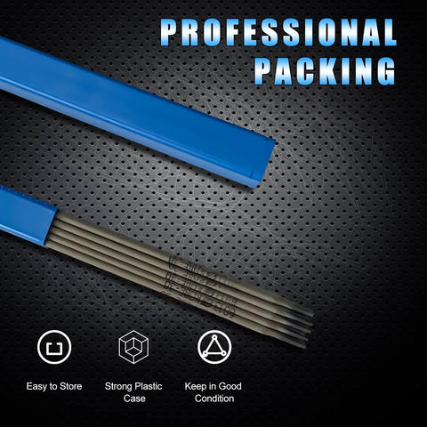E6013 Welding Rod 3 32 Inch 1 Pound All Position Carbon Steel Electrodes in blue case on textured background, easy to store