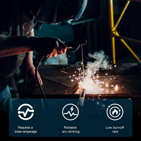 Person welding with E6013 Welding Rod 3 32 Inch 1 Pound All Position Carbon Steel Electrodes, producing minimal spatter and clean welds.
