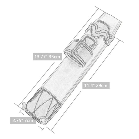 Diagram of Flame-Resistant Leather Electrode Bag and Welding Rod Holder for Welders with measurements and front pocket detail