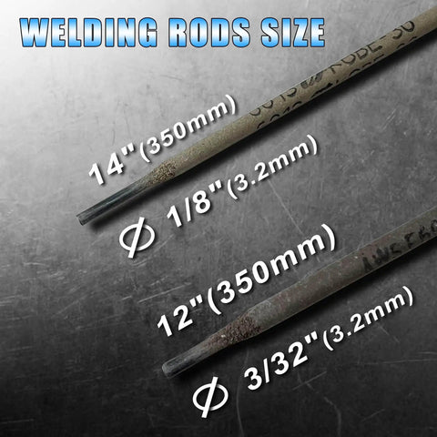 E6013 Welding Rod 3 32 Inch 1 Pound All Position Carbon Steel Electrodes sizes shown on metal background