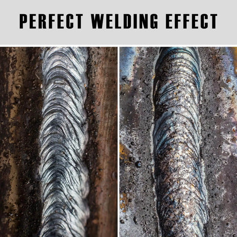 Close-up of smooth welds using Carbon Steel Arc Welding Rods E4303 J422 Three Thirty Second To One Eighth Inch Sticks 1 Lb Electrode Pack