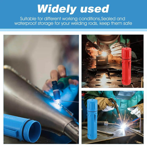 2 Pcs Welding Rod Storage Tube 14 Inch Airproof Waterproof Electrode Sticks Container Red And Blue Durable ABS Case