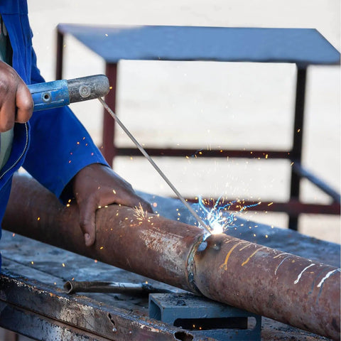 Welding pipe using E308L-16 Stainless Steel Welding Rods 1/16 Inch by 10 Inch Pack For Stainless Steel And Galvanized Steel Welding