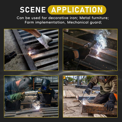 E6011 1/8 Inch Arc Welding Rod used in various applications like decorative ironwork, metal furniture, and farm equipment welding.