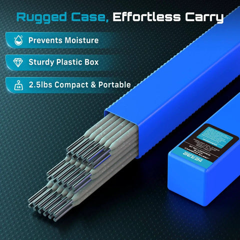 E6013 2.5 Lb Carbon Steel Welding Rods For Arc Welding, 3/32 Inch Diameter Stick Electrodes in blue case