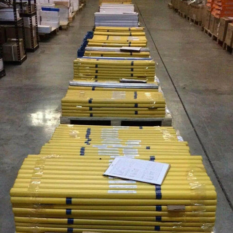 Warehouse storage of Pro Grade 5 Pound ER70S6 Mild Steel TIG Welding Rods Copper Coated One Sixteenth Inch Diameter Thirty Six Inch Length