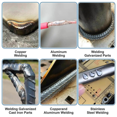 Various welding types demonstrating Aluminum Brazing And Welding Rods For All Position Welding Flux Free Low Melt 716 To 752 Degrees