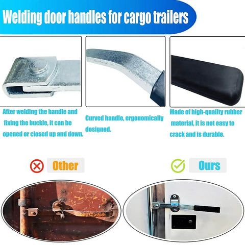 Secure, heavy duty cam action lockable door latch provides reliable trailer and truck access control, side view