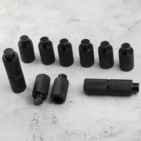 Image of 12 Piece Welding Table Fixture Pins Set for Five Eighth Inch Holes 2 Inch Length, durable carbon steel, shown on a gray background.
