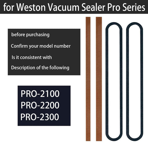 Foam replacement gaskets and seal bar tapes for Weston Pro-Series Vacuum Sealer; brown gaskets and dark tapes (2 gaskets, 4 tapes).