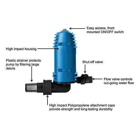 Heavy-Duty Wet/Dry Vacuum Pump Accessory PE401 With Drain Attachment And Strainer, Pumps Water At 10 Gallons Per Minute