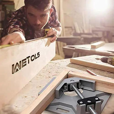 Corner Clamp Set For Woodworking Four Pack With Ninety Degree Right Angle And Adjustable Pro Grade Swing Jaw Clamps for framing