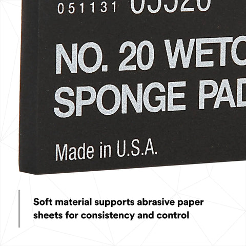 Close-up of Wetordry Sponge Pad Dual Sided For Wet And Dry Sanding Automotive label showing product details.