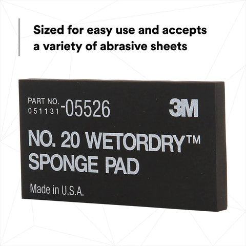 Wetordry Sponge Pad Dual Sided For Wet And Dry Sanding Automotive black pad front view with text and part number