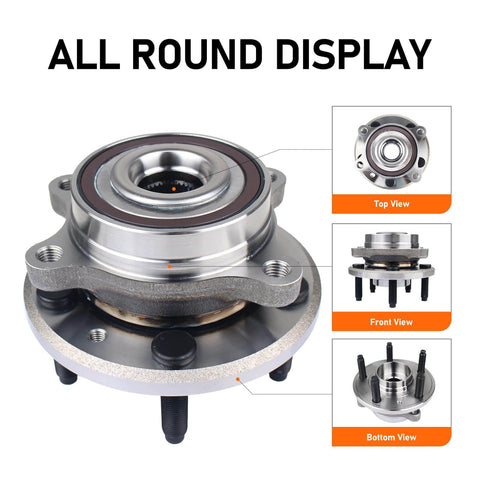 All round display of Pair Front And Rear Wheel Bearing Hub Assembly For Ford Edge 2011 To 2014 and similar models, showing top, front, bottom views.