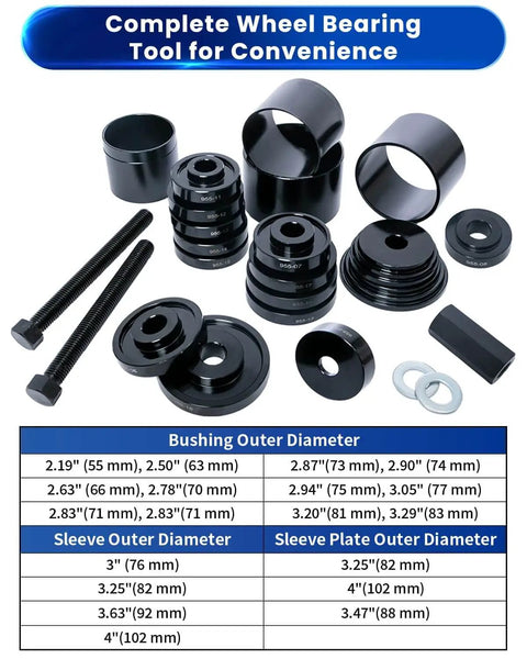 24 Piece Wheel Bearing Press Kit For Front Wheel Drive Vehicles Bearing Removal And Installation Set With Universal Bushings