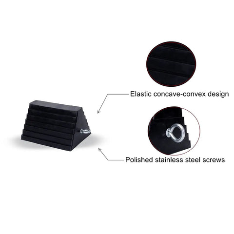Heavy Duty Wheel Chocks 2 Pack For Travel Trailers With Eyebolt, Universal Size 9.06 x 7.87 x 5.51 Inches, Brazilian Natural Rubber