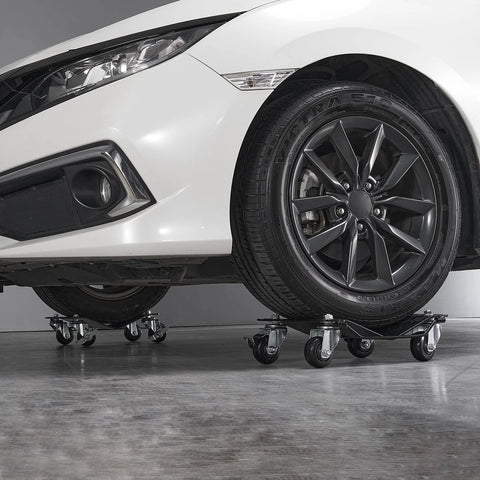 ✝️ Wheel Dolly, 3000 lbs Car Moving Dolly, Wheel Dolly Car Tire Stake Set of 2 Piece, Heavy-Duty Car in use under car tire