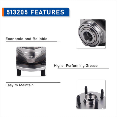 Close-up of 2 Pack Front Wheel Hub Bearing Assembly 513205 features for 2005-2010 Chevy Cobalt and similar models