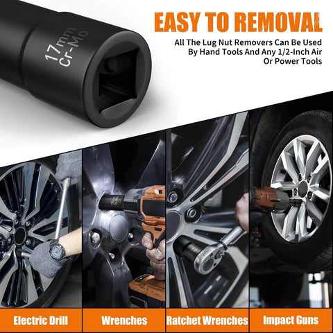 Wheel Lock Removal Kit 10 Piece Lug Nut Remover Set with various tools used for removing lug nuts from wheels